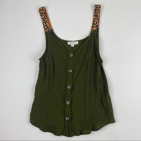 Mine Tank Top Womens Large Green Leopard Straps - Picture 1 of 9